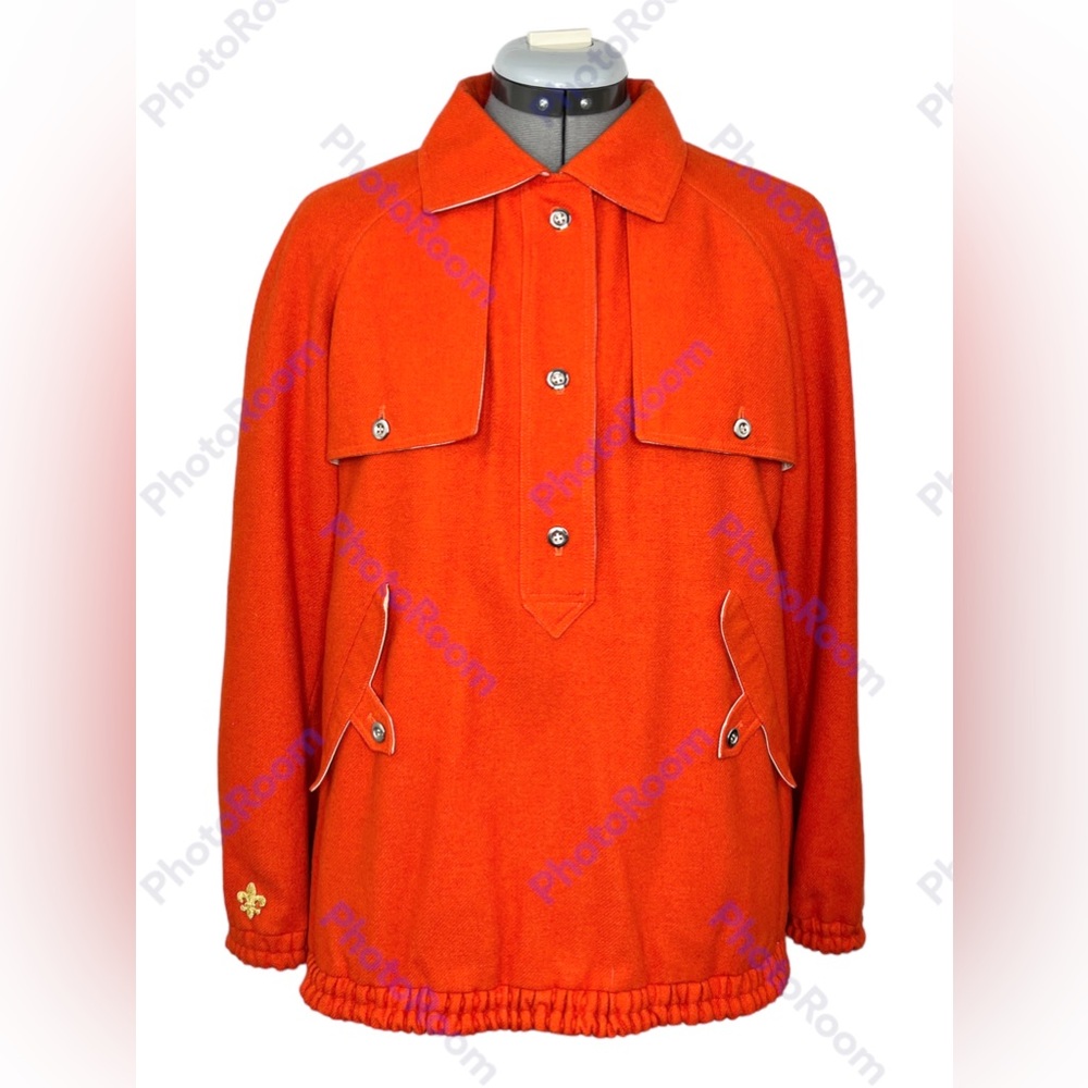 COURREGES Paris Hyperbole Vintage 1970’s Orange Wool Jacket Collared Outerwear